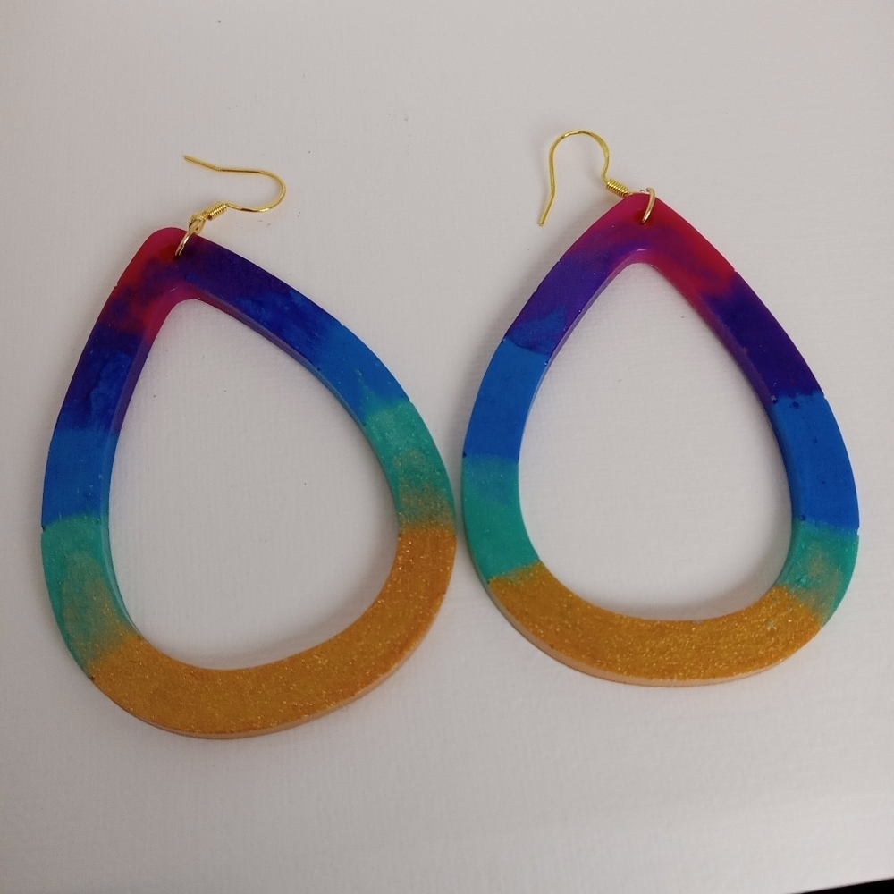 Multicolor Teardrop Earrings - Picture 9 of 10